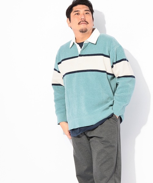 B&T CLUB（ビーティークラブ）の「ニット メンズ 大きいサイズ Wフェイス モール ラガーシャツ B＆T CLUB (ビーアンドティークラブ)（ニット/セーター・メンズ・ライトグリーン/ネイビー/アイボリー・3L/5L/4L）」の9枚目の写真
