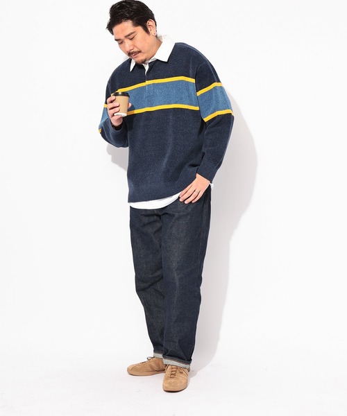 B&T CLUB（ビーティークラブ）の「ニット メンズ 大きいサイズ Wフェイス モール ラガーシャツ B＆T CLUB (ビーアンドティークラブ)（ニット/セーター・メンズ・ライトグリーン/ネイビー/アイボリー・3L/5L/4L）」の17枚目の写真