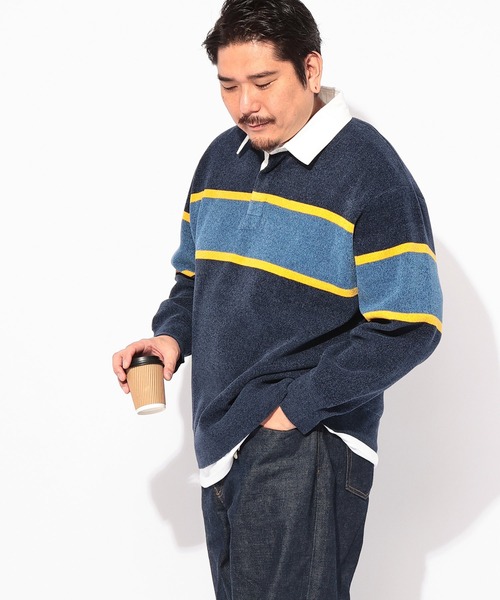 B&T CLUB（ビーティークラブ）の「ニット メンズ 大きいサイズ Wフェイス モール ラガーシャツ B＆T CLUB (ビーアンドティークラブ)（ニット/セーター・メンズ・ライトグリーン/ネイビー/アイボリー・3L/5L/4L）」の18枚目の写真