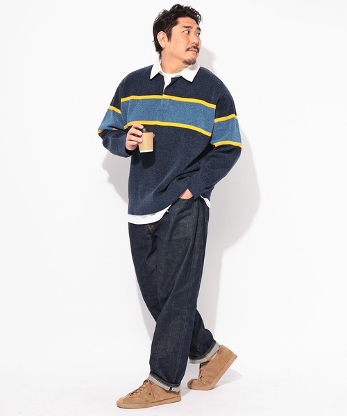 B&T CLUB（ビーティークラブ）の「ニット メンズ 大きいサイズ Wフェイス モール ラガーシャツ B＆T CLUB (ビーアンドティークラブ)（ニット/セーター・メンズ・ライトグリーン/ネイビー/アイボリー・3L/5L/4L）」の19枚目の写真