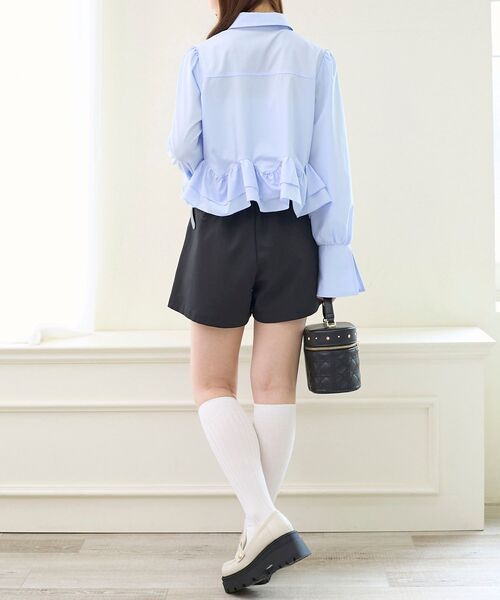 MAJESTIC LEGON(マジェスティックレゴン)の「リボンフリルペプラムブラウス(シャツ/ブラウス・レディース・ブルー/オフホワイト/ピンク/ホワイト系その他2/ライトピンク・MEDIUM)」の9枚目の写真