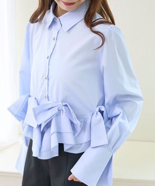 MAJESTIC LEGON(マジェスティックレゴン)の「リボンフリルペプラムブラウス(シャツ/ブラウス・レディース・ブルー/オフホワイト/ピンク/ホワイト系その他2/ライトピンク・MEDIUM)」の13枚目の写真