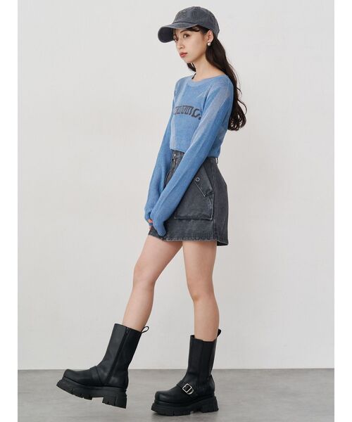 MURUA(ムルーア)の「ロゴアップリケランダムニット(ニット/セーター・レディース・ピンク/ブルー/ブラック・FREE)」の5枚目の写真