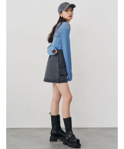 MURUA(ムルーア)の「ロゴアップリケランダムニット(ニット/セーター・レディース・ピンク/ブルー/ブラック・FREE)」の6枚目の写真