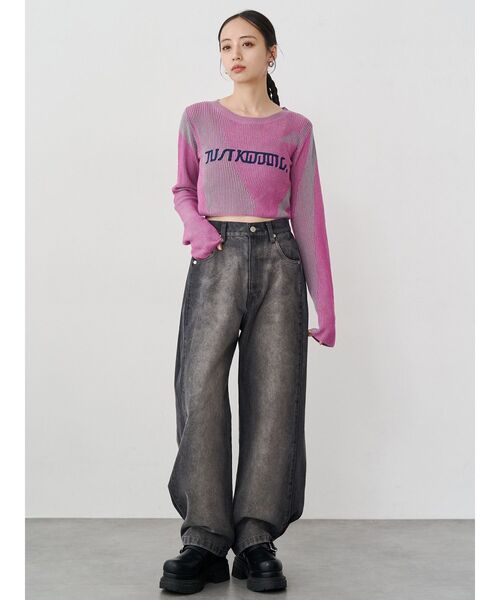 MURUA(ムルーア)の「ロゴアップリケランダムニット(ニット/セーター・レディース・ピンク/ブルー/ブラック・FREE)」の8枚目の写真