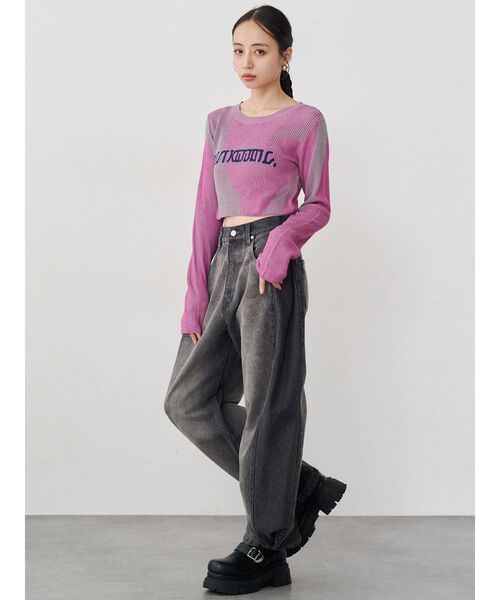 MURUA(ムルーア)の「ロゴアップリケランダムニット(ニット/セーター・レディース・ピンク/ブルー/ブラック・FREE)」の9枚目の写真