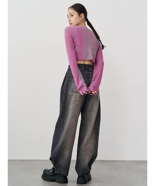 MURUA(ムルーア)の「ロゴアップリケランダムニット(ニット/セーター・レディース・ピンク/ブルー/ブラック・FREE)」の10枚目の写真