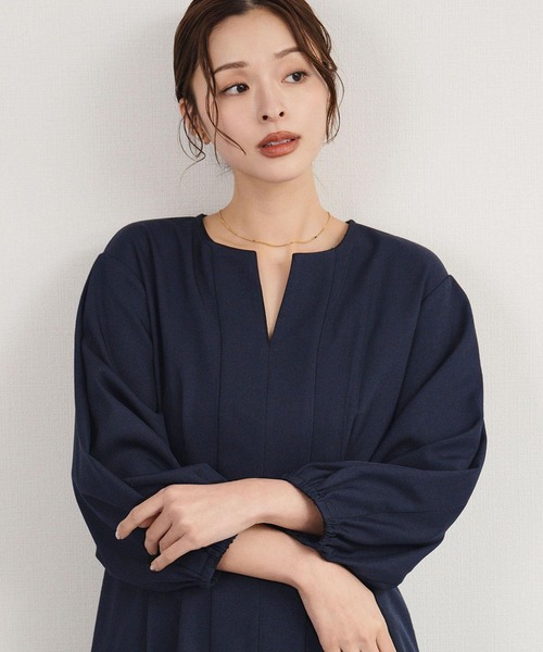 Flolia(フロリア)の「【喪服・礼服】フォーマルワンピース キーネック 半袖 コクーン ロング丈 ブラックフォーマル セレモニー 卒業式 卒園式 入学式 入園式 オケージョン 七五三 ママ 母親 マタニティ 妊婦【洗える】(ワンピース・レディース・ブラック/ネイビー・S/M/L/2L)」の18枚目の写真