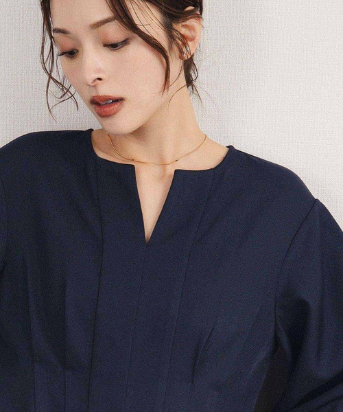 喪服・礼服】フォーマルワンピース キーネック 半袖 コクーン ロング丈