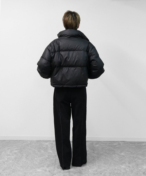 Theory ブラック ショートダウンジャケット エコレザーショートダウンジャケット ECO LEATHER SHORT DOWN JACKET