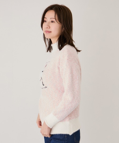 Jayro(ジャイロ)の「ガール刺繍ミックスニット(Tシャツ/カットソー・レディース・ベージュ/ライトグレー/ブルー系その他6/ピンク・FREE)」の7枚目の写真