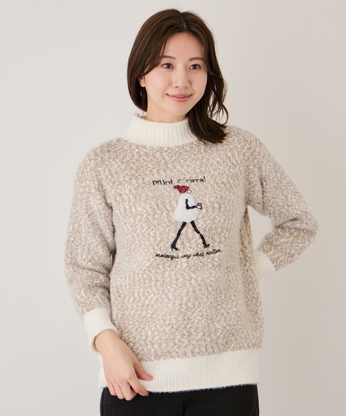 Jayro(ジャイロ)の「ガール刺繍ミックスニット(Tシャツ/カットソー・レディース・ベージュ/ライトグレー/ブルー系その他6/ピンク・FREE)」の13枚目の写真