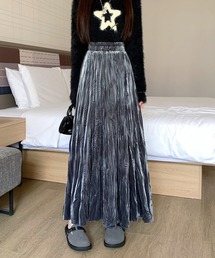 メタリックワッシャープリーツスカート