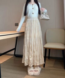 メタリックワッシャープリーツスカート