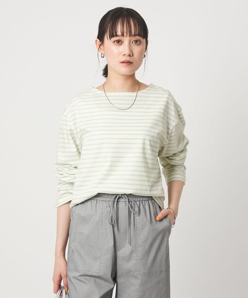 ボーダー ロングスリーブ カットソー（Tシャツ/カットソー）｜green