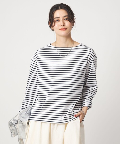 ボーダー ロングスリーブ カットソー（Tシャツ/カットソー）｜green