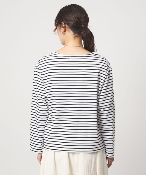 【新品】カラーボーダールーズロングスリーブtee  オフホワイト、グレー カラーボーダーロングスリーブTシャツ（WEB限定価格 4/22～5/10）(M