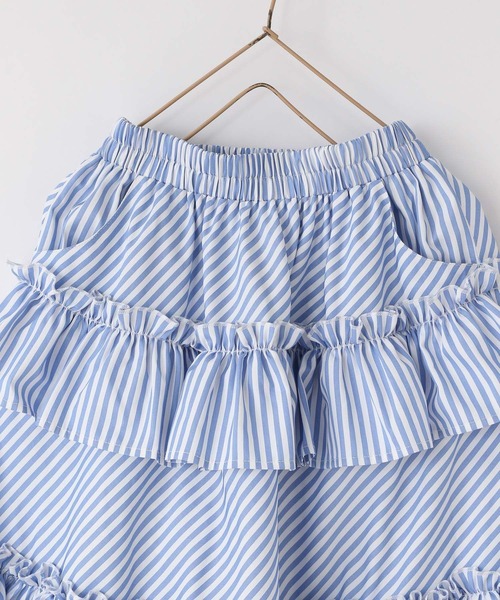 ストライプフリルロングスカート 647598（スカート）｜LOWRYS FARM