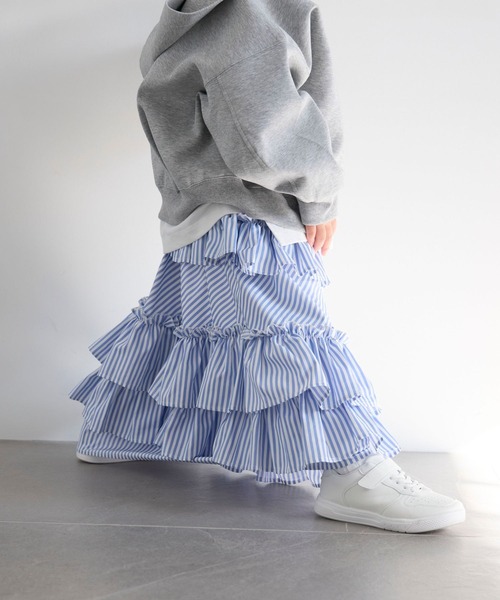 LOWRYS FARM（ローリーズファーム）の「ストライプフリルロングスカート　 647598（スカート・キッズ・ストライプ・150cm/140cm/130cm/120cm/110cm）」の7枚目の写真