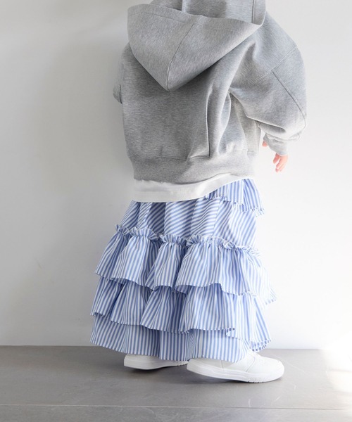 ストライプフリルロングスカート 647598（スカート）｜LOWRYS FARM