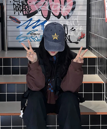 COSO（コソ）の「CCスターピグメントウォッシュドボールキャップ（ネイビー）（キャップ）」