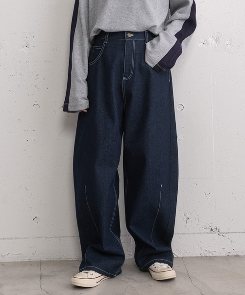 POU DOU DOU（プードゥドゥ）の「ルーズバレルパンツ（その他パンツ・レディース・ライトブルー/ベージュ/インディゴブルー・3）」の3枚目の写真