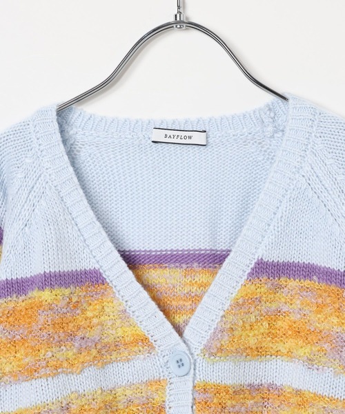 BAYFLOW（ベイフロー）の「[お手入れ楽ちん☆アクリル素材]ボーダーニットカーディガン(KIDS)（カーディガン/ボレロ・キッズ・イエロー/ブルー・150cm/130cm/110cm）」の11枚目の写真