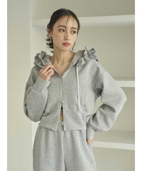 SNIDEL(スナイデル)の「フリルショートジップパーカー(パーカー・レディース・ホワイト/グレー/ライトブルー・F)」の13枚目の写真