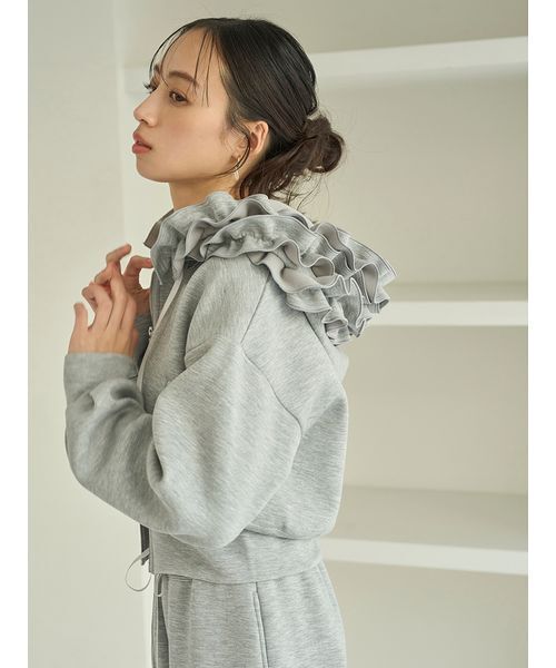 SNIDEL(スナイデル)の「フリルショートジップパーカー(パーカー・レディース・ホワイト/グレー/ライトブルー・F)」の15枚目の写真