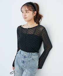 MAJESTIC LEGON | ドットチュールシアートップス(Tシャツ/カットソー)