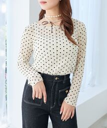 MAJESTIC LEGON | ドットチュールシアートップス(Tシャツ/カットソー)