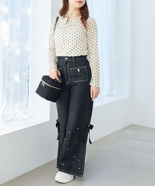 MAJESTIC LEGON（マジェスティックレゴン）の「ドットチュールシアートップス（Tシャツ/カットソー・レディース・ブラック系その他/ホワイト系その他2・MEDIUM）」の18枚目の写真