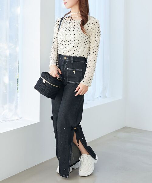 MAJESTIC LEGON（マジェスティックレゴン）の「ドットチュールシアートップス（Tシャツ/カットソー・レディース・ブラック系その他/ホワイト系その他2・MEDIUM）」の19枚目の写真