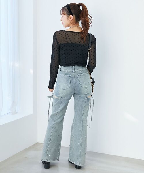 MAJESTIC LEGON（マジェスティックレゴン）の「ドットチュールシアートップス（Tシャツ/カットソー・レディース・ブラック系その他/ホワイト系その他2・MEDIUM）」の6枚目の写真