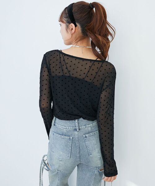 MAJESTIC LEGON（マジェスティックレゴン）の「ドットチュールシアートップス（Tシャツ/カットソー・レディース・ブラック系その他/ホワイト系その他2・MEDIUM）」の9枚目の写真