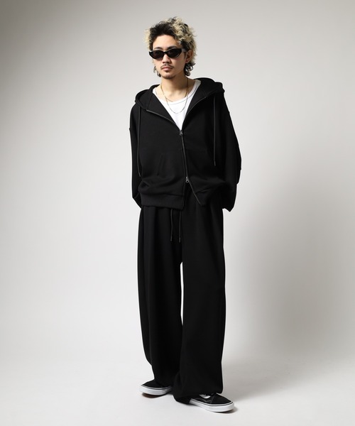 ATELANE（アテレーン）の「ATELANE / レーヨンMIXポンチ/タックイージーパンツ（スウェットパンツ・メンズ・グレー/ブラック・M/L/XL）」の16枚目の写真