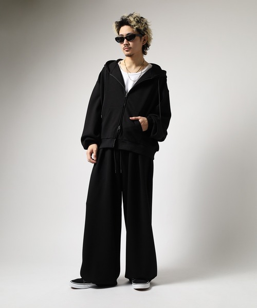 ATELANE（アテレーン）の「ATELANE / レーヨンMIXポンチ/タックイージーパンツ（スウェットパンツ・メンズ・グレー/ブラック・M/L/XL）」の17枚目の写真