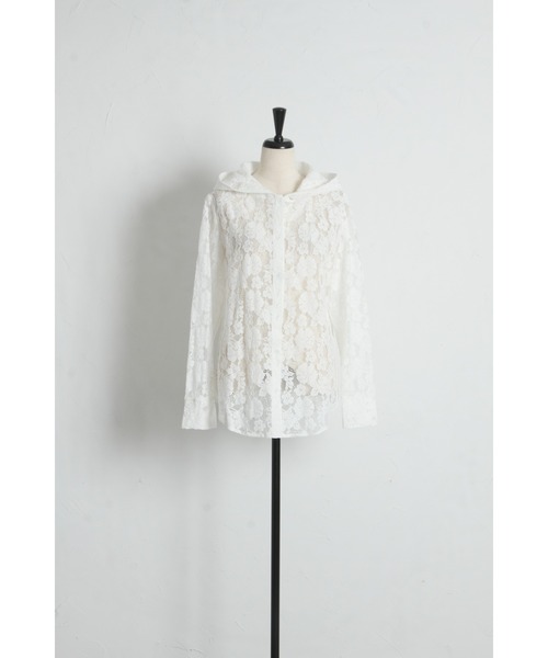 &. NOSTALGIA（アンドドットノスタルジア）の「フラワーレースフーディージャケット（その他アウター・レディース・ブラック/ホワイト・M）」の3枚目の写真