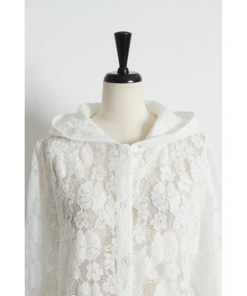 &. NOSTALGIA（アンドドットノスタルジア）の「フラワーレースフーディージャケット（その他アウター・レディース・ブラック/ホワイト・M）」の7枚目の写真