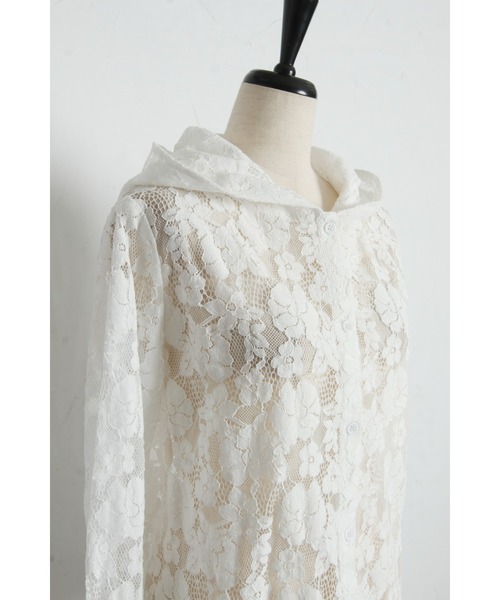&. NOSTALGIA（アンドドットノスタルジア）の「フラワーレースフーディージャケット（その他アウター・レディース・ブラック/ホワイト・M）」の8枚目の写真
