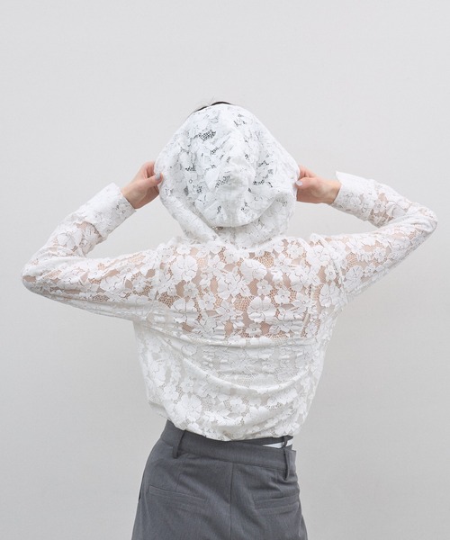 &. NOSTALGIA（アンドドットノスタルジア）の「フラワーレースフーディージャケット（その他アウター・レディース・ブラック/ホワイト・M）」の19枚目の写真
