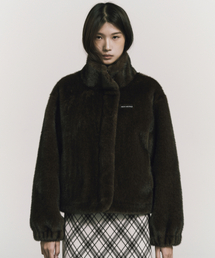PREMIUM TOUCH FUR HIGH NECK JACKET_BROWN