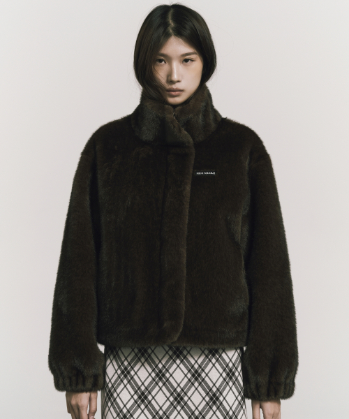 PREMIUM TOUCH FUR HIGH NECK JACKET_BROWN