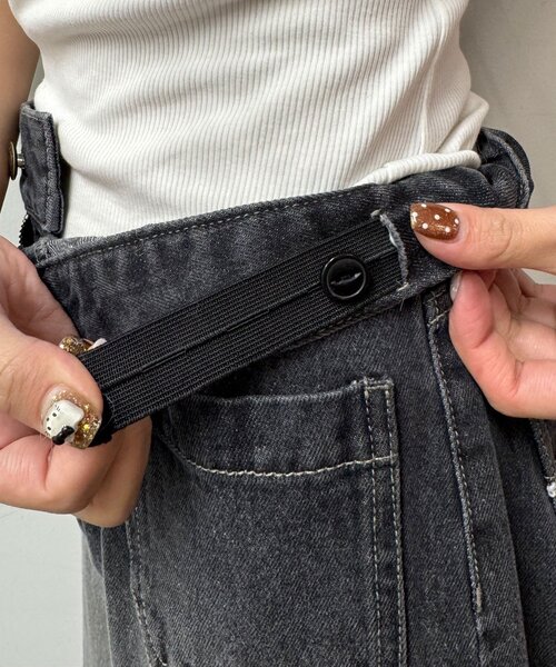 CIAOPANIC（チャオパニック）の「ロールアップドットワイドデニムパンツ（デニムパンツ・レディース・ブラック/ブラウン/ブルー系その他・SMALL/MEDIUM/X-SMALL）」の8枚目の写真