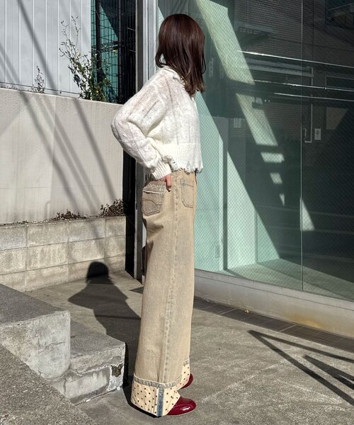 CIAOPANIC（チャオパニック）の「ロールアップドットワイドデニムパンツ（デニムパンツ・レディース・ブラック/ブラウン/ブルー系その他・SMALL/MEDIUM/X-SMALL）」の15枚目の写真