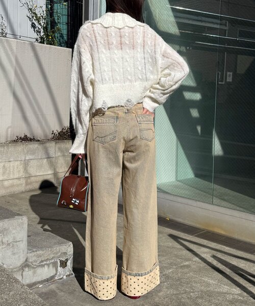 CIAOPANIC（チャオパニック）の「ロールアップドットワイドデニムパンツ（デニムパンツ・レディース・ブラック/ブラウン/ブルー系その他・SMALL/MEDIUM/X-SMALL）」の16枚目の写真