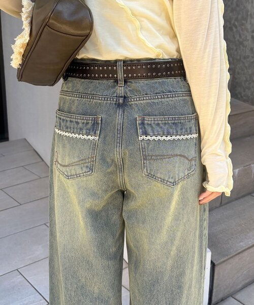 CIAOPANIC（チャオパニック）の「ロールアップドットワイドデニムパンツ（デニムパンツ・レディース・ブラック/ブラウン/ブルー系その他・SMALL/MEDIUM/X-SMALL）」の19枚目の写真