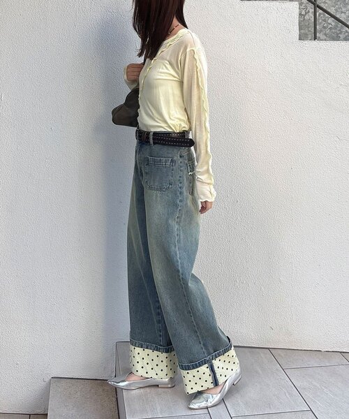 CIAOPANIC（チャオパニック）の「ロールアップドットワイドデニムパンツ（デニムパンツ・レディース・ブラック/ブラウン/ブルー系その他・SMALL/MEDIUM/X-SMALL）」の22枚目の写真