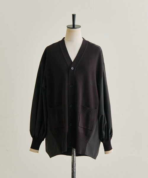 ear PAPILLONNER（イアパピヨネ）の「切替ニットシャツカーデ【SUM1 STYLE】（カーディガン/ボレロ・レディース・ブラック/サンドベージュ・FREE）」の22枚目の写真