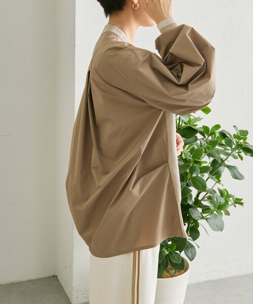 ear PAPILLONNER（イアパピヨネ）の「切替ニットシャツカーデ【SUM1 STYLE】（カーディガン/ボレロ・レディース・ブラック/サンドベージュ・FREE）」の5枚目の写真